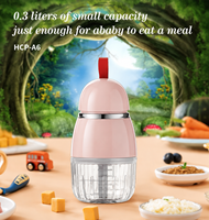 Elektrische vleesmolen met 300ml borosilicaat glazen kom, 8 messen, multifunctionele voedselhakselaar voor vlees, knoflook en saus