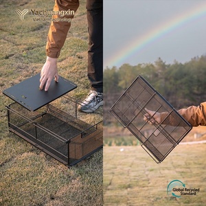 Cesta de Almacenamiento Plegable de Acero Inoxidable para Accesorios de Camping al Aire Libre con Compartimentos Divididos y Diseño Portátil - Product Image 3