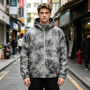 Chaqueta con Capucha Personalizada para <span class=keywords><strong>Hombre</strong></span>, Estilo Urbano, con Estampado Gráfico de Piel de Serpiente, Logotipo Bordado en el Pecho, <span class=keywords><strong>Sudadera</strong></span> con Cierre Completo de Alta Calidad - Product Image 1