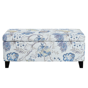 Floral Patterned <b>Storage</b> Ottoman Soft Close Hinges Multi Functional Footrest <b>Seat</b> Living Room Pouf - Product Image 2
