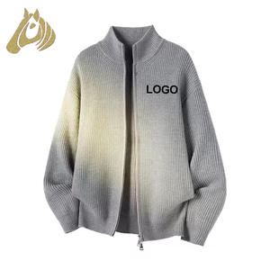 Sweat-shirt zippé pour homme de style coréen, col montant, tricot décontracté, couleur unie, de bonne qualité, pour le printemps et l'automne - Product Image 1