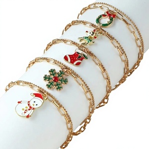 I-0055 สร้อยข้อมือจี้ดีไซน์เนอร์คริสต์มาสแบบใหม่ ชุบทอง โลหะผสม สีสันปรับแต่งได้ แฟชั่นตกแต่งบ้าน เครื่องประดับ - Product Image 1