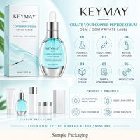 Sérum Visage au Cuivre Peptidique Marque Blanche Acide Hyaluronique Vitamine C E Anti-rides Éclaircissant Hydratant Soin de la Peau OEM ODM 30ml