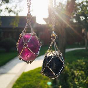 Tendance En Gros Réglable En Acier Inoxydable Net <span class=keywords><strong>Maille</strong></span> Chaîne Guérison Naturelle Pierres Précieuses Cristal Poche Tumble Pierre Pendentif Collier - Product Image 5
