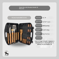 Ensemble d'outils de barbecue en gros, en acier inoxydable avec manche en bois, mallette portable, kit BBQ 18 pièces incluant un couteau