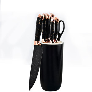 Hot Selling Toallwin <span class=keywords><strong>Chinese</strong></span> Stijl Roestvrijstalen Keukenmessenset 6 Stuks Houtnerf Coating Keukenmessen Accessoires - Product Image 1