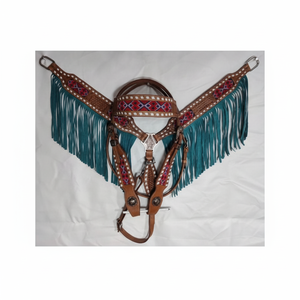 HEADSTALL COLLAR DE Pecho WESTERN BRIDLE HORSE TRAIL PLEASURE BARRIL CUERO TACK ONE EAR HEADSTALL CON RIENAS WESTERN BRIDLE - Product Image 1