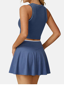 Set Rok Badminton Warna Kontras Model V Pinggang dengan Logo Kustom, Pakaian Olahraga Golf Kasual, Pakaian Tenis Gym Seksi untuk Wanita - Product Image 6