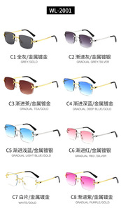 WL2001 New Rimless Metal Rimmed Frame Sun Glasses <b>Retro</b> Punk <b>Sunglasses</b> Designer Custom UV400 Shades - Product Image 5