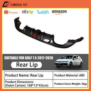Diffuseur de pare-chocs arrière ABS avec feu stop LED en option pour VW <span class=keywords><strong>Golf</strong></span> 7.5 MK7.5 GTI <span class=keywords><strong>R</strong></span> <span class=keywords><strong>R</strong></span>-<span class=keywords><strong>Line</strong></span> 2017-2020, finition noire brillante effet fibre de carbone - Product Image 2