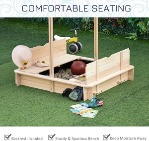 Cabaña de arena de madera maciza y lona para exteriores, cubierta de juego de arena, muebles de exterior ajustables - Product Image 5
