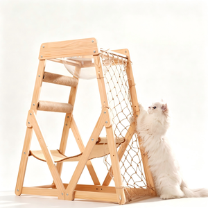 Torre para Gatos <span class=keywords><strong>de</strong></span> <span class=keywords><strong>Madera</strong></span> Maciza Multifuncional y Económica, Postes <span class=keywords><strong>de</strong></span> Sisal, <span class=keywords><strong>Hamaca</strong></span> Transpirable para Gatos Pequeños y Medianos, Uso en Interiores - Product Image 3
