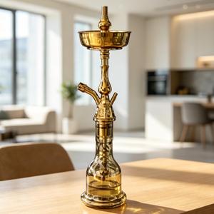 Chicha égyptienne KM <span class=keywords><strong>Khalil</strong></span> <span class=keywords><strong>Mamoon</strong></span> de grande taille, couleur dorée, technique miroir fabriquée en usine, pour voyage, fête, camping, vente en gros à prix abordable - Product Image 4