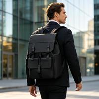 Sac à dos pour ordinateur portable en tissu Oxford imperméable avec cordon de serrage, idéal pour l'école et l'université, noir, vente en gros usine