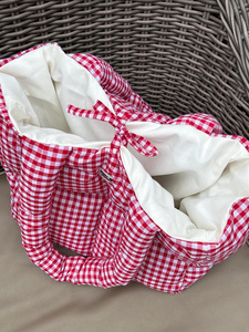 Grand sac fourre-tout matelassé en tissu écossais rouge, mignon et moelleux, fait main, avec rembourrage doux, sac <span class=keywords><strong>à</strong></span> bandoulière - Product Image 2
