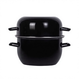 Customized Minimalist Eco-Friendly Enamelware Cast Iron Enamel <strong>Mussel</strong> <strong>Pot</strong> with Lid Nonstick Hollow Handle Dishwasher Safe - Product Image 1