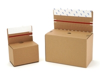 Boîte d'expédition en carton ondulé avec fermeture éclair à fond automatique et logo personnalisé