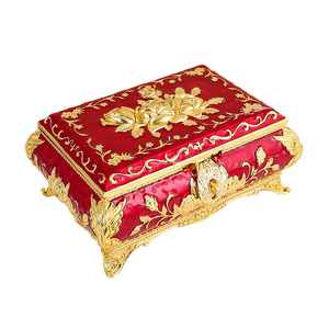 Boîte de rangement à bijoux en métal décorative de style européen haut de gamme avec roses 3D, ornements, cadeaux de mariage, artisanat en métal - Product Image 6