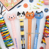 Stylo gel en forme de chat mignon, séchage rapide, anti-stress, amusant, neutre, noir 0,5 mm, plastique, pour le bureau et l'école