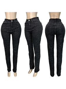 Set Sexy con Reggiseno e <span class=keywords><strong>Jeans</strong></span> da Donna, Top Senza Schienale e Pantaloni in Denim Stampato, Completo Due <span class=keywords><strong>Pezzi</strong></span> con <span class=keywords><strong>Jeans</strong></span> Strappati - Product Image 6
