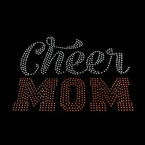 Superior quality women flash rhinestone cheer mom dtf iron on transfers rhinestone design patterns