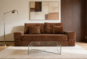 Canapé extensible en velours imprimé léopard marron, compressé sous vide, gain de place, taille personnalisée pour hôtel, appartement et atelier - Product Image 4