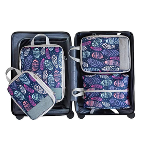 Lot de 4 cubes de rangement imprimés, imperméables, pour voyages, sacs organisateurs de vêtements pour valises, pochettes de rangement pour voyages - Product Image 3
