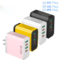 Nouveau chargeur mural rapide 100W 4 ports double USB-C PD 3.0 QC3.0, chargeur portable PD 25W pour téléphone portable et écouteurs