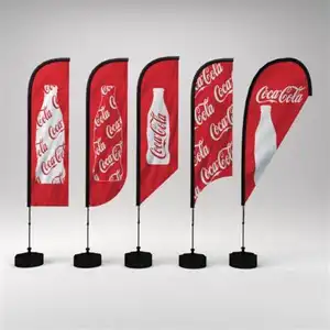 Groothandel Vliegende Strandvlag Banner Promotionele Reclame Outdoor Custom Logo Veren Vlaggen