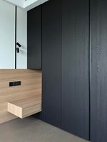 Panel de Pared para Armario Ecológico de Madera Oscura, Solución Interior Moderna y Minimalista para Dormitorio, Diseño Personalizado