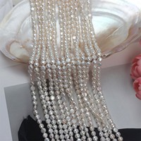 Chaîne de perles baroques naturelles d'eau douce de qualité AAAA/AAA/AA, 5-6 mm, lustre double face, blanc, haute brillance, pour la fabrication de bijoux, vente en gros