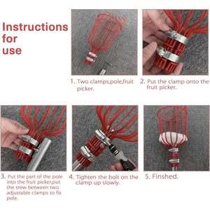 Herramienta de recogida de frutas de primera calidad con cesta fácil de montar, recogedor de árboles para recoger frutas - Product Image 5