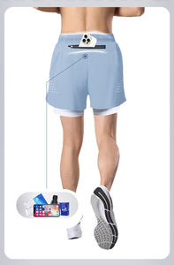 <span class=keywords><strong>Pantaloncini</strong></span> da Corsa Personalizzati da <span class=keywords><strong>Uomo</strong></span> Casual Traspiranti ad Asciugatura Rapida Ecologici Digitali Antivento Elasticizzati 100% Poliestere - Product Image 4