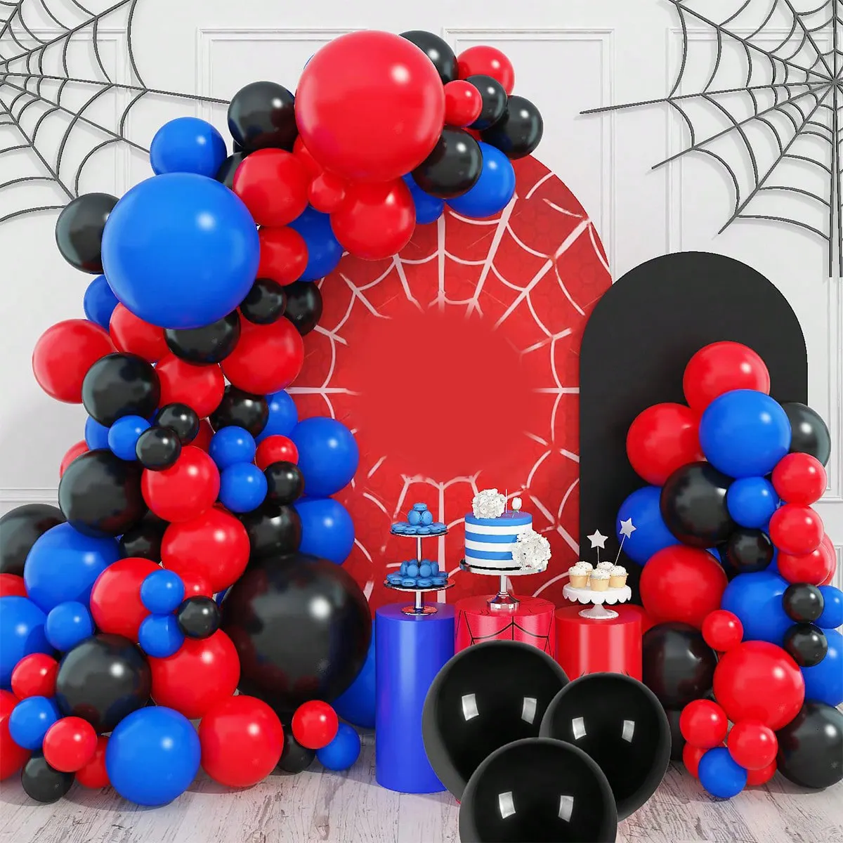 Neues 101stck Blau Schwarz Rot Ballonbogen-Set Thema Party Dekoration Junge Geburtstag Baby-Bash Party Atmosphäre Dekoration Ballons