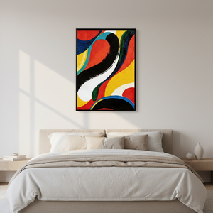 Art mural abstrait moderne sur toile, motif tourbillonnant rouge, <span class=keywords><strong>noir</strong></span> <span class=keywords><strong>et</strong></span> jaune, impression sur toile encadrée pour la décoration de la maison - Product Image 1