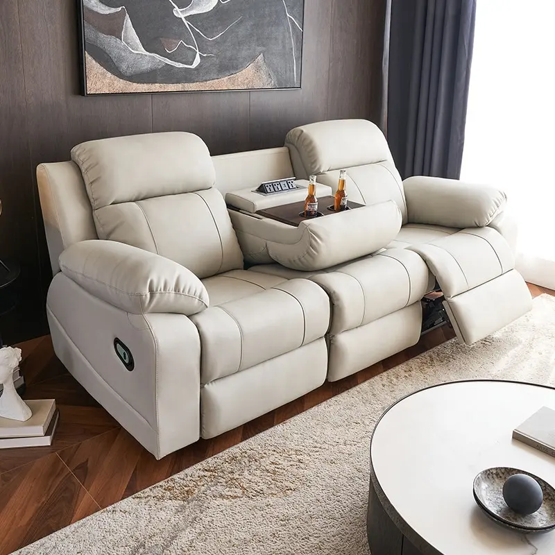 Espaço de couro cabine elétrica sofá home theater sala de três posições sofá função grande e pequeno sofá elétrico móveis