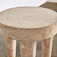 Tabouret d'appoint et table de chevet modernes en pierre naturelle, en marbre travertin massif, imperméables et durables pour salle à manger, salle de bain et villa