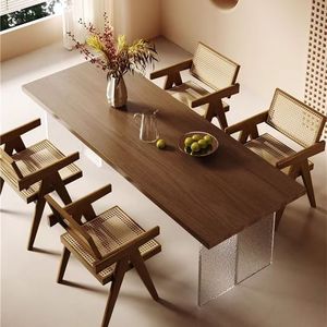 <b>Solid</b> <b>Wood</b> Acrylic Floating Dining <b>Table</b> Rectangle Multipurpose Dining Room Long <b>Table</b> - Product Image 3