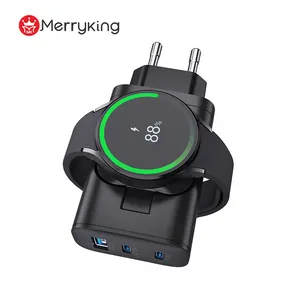 Shenzhen Supplier EU Plug 4 in 1 Foldable Multifunctional Digital Watch Charger Wireless Charger for iphone and Watch Earphone