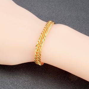JXX Unisex Trendy <b>24K</b> <b>Gold</b> Plated Brass Wide Chain <b>Bracelet</b> Fashionable Charm <b>Bracelets</b> for <b>Men</b> and Women Gift - Product Image 3