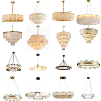 Lustre en albâtre au design créatif haut de gamme, entièrement en cuivre, marbre naturel, luminaires pour salon, salle à manger, CE RoHS