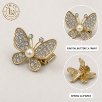 Clip de chaussure papillon en cristal, clips de chaussure en strass dorés pour escarpins, talons, décorations de chaussures de mariée, accessoires de chaussures détachables, OEM