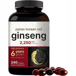 240 Cápsulas de Gel Suave de Ginseng Rojo Coreano Panax 2250mg/por Porción para Adultos, Extracto de Ginseng de 6 Años de Cultivo - Product Image 1