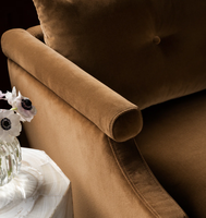 Fauteuil FERLY moderne de luxe rembourré en tissu, confortable, pour salon, chaise longue contemporaine pour la maison