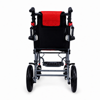 Fauteuil roulant manuel pliable léger QHC LJ02LJ-RED pour personnes âgées et handicapées, certifié CE ISO, en aluminium, avec dossier réglable et accoudoirs rabattables, capacité 100 kg