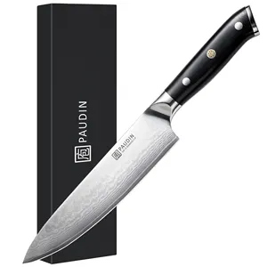 OEM 8 इंच शेफ चाकू अल्ट्रा शार्प 67-लेयर दमिश्क स्टील ब्लेड शेफ चाकू G10 हैंडल रसोई चाकू के साथ