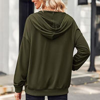 Sudadera con capucha para mujer, informal, con cremallera completa, estilo deportivo, holgada, de manga larga, con capucha, logotipo personalizado, lavado ácido