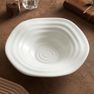 Round Water Drop Plate High-end Style Creative White Ceramic <b>Microwave</b> Safe Glazed Modern Minimalist Salad Plate for Plating - Product Image 3