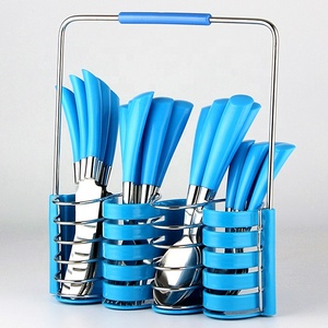 Chất lượng cao 24 cái đồ ăn thép không gỉ dao kéo Bộ đồ ăn sets với nhựa xử lý - Product Image 1