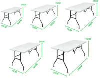 Table pliante d'extérieur moderne en plastique et métal, 6/4 pieds, pliable en deux, pour la restauration en gros